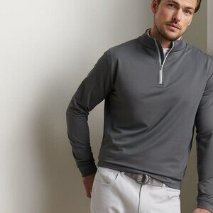 Peter Millar Perth Performance Quarter-Zip Mens Large Gray Pullover Wicking Golf
